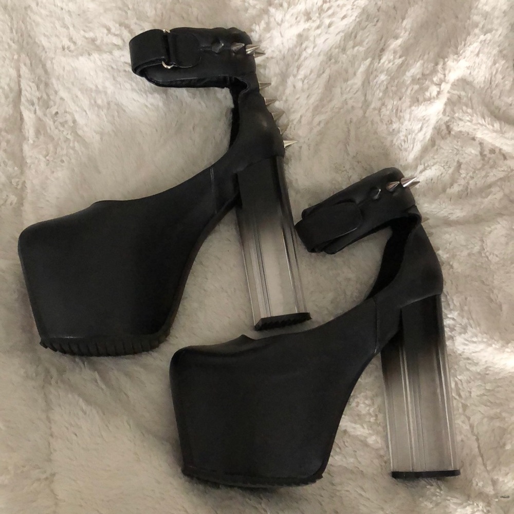 Unif Mary Chain Spiked Platform High Lucite Heels - image 7